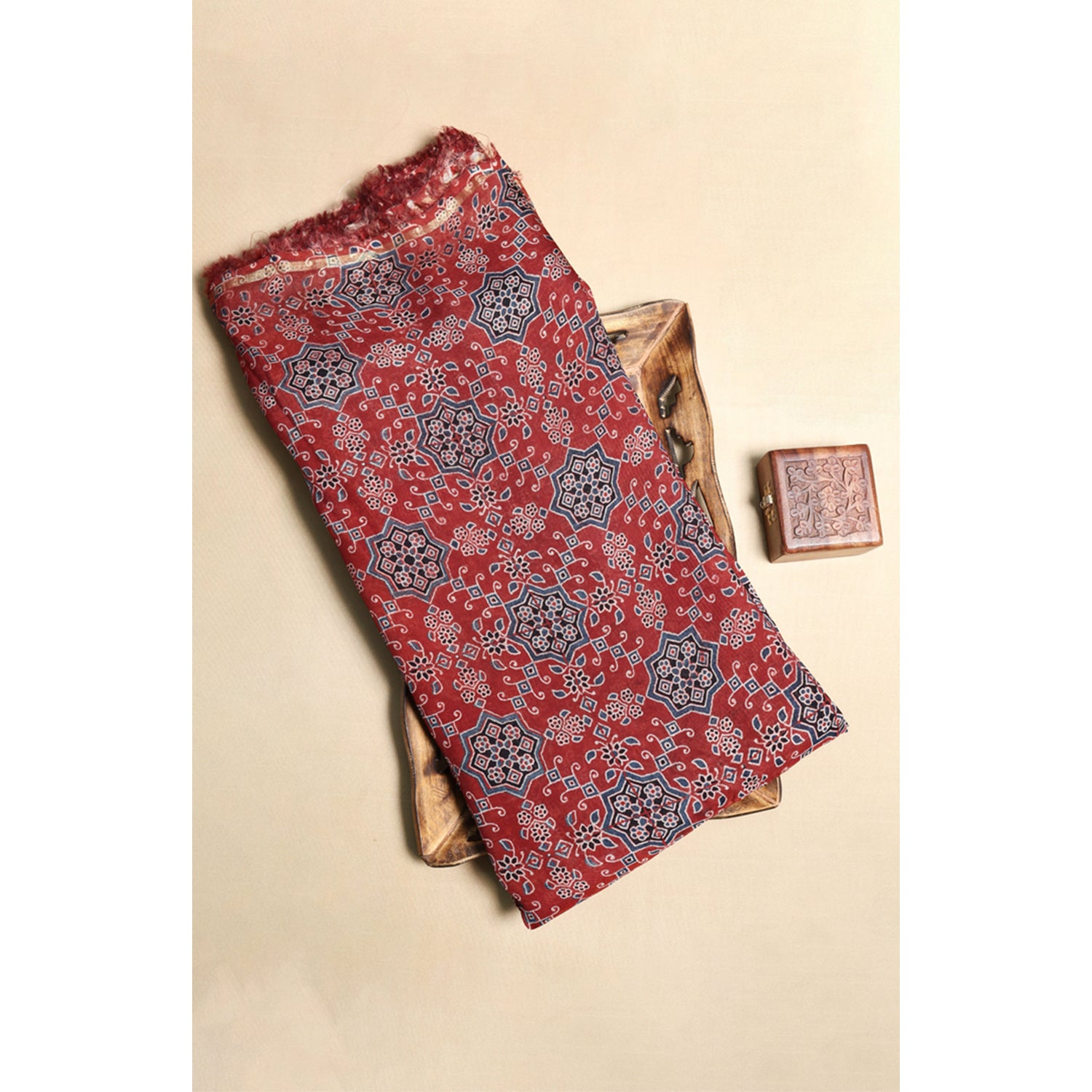 ORGANZA AJRAKH PRINTED FABRIC