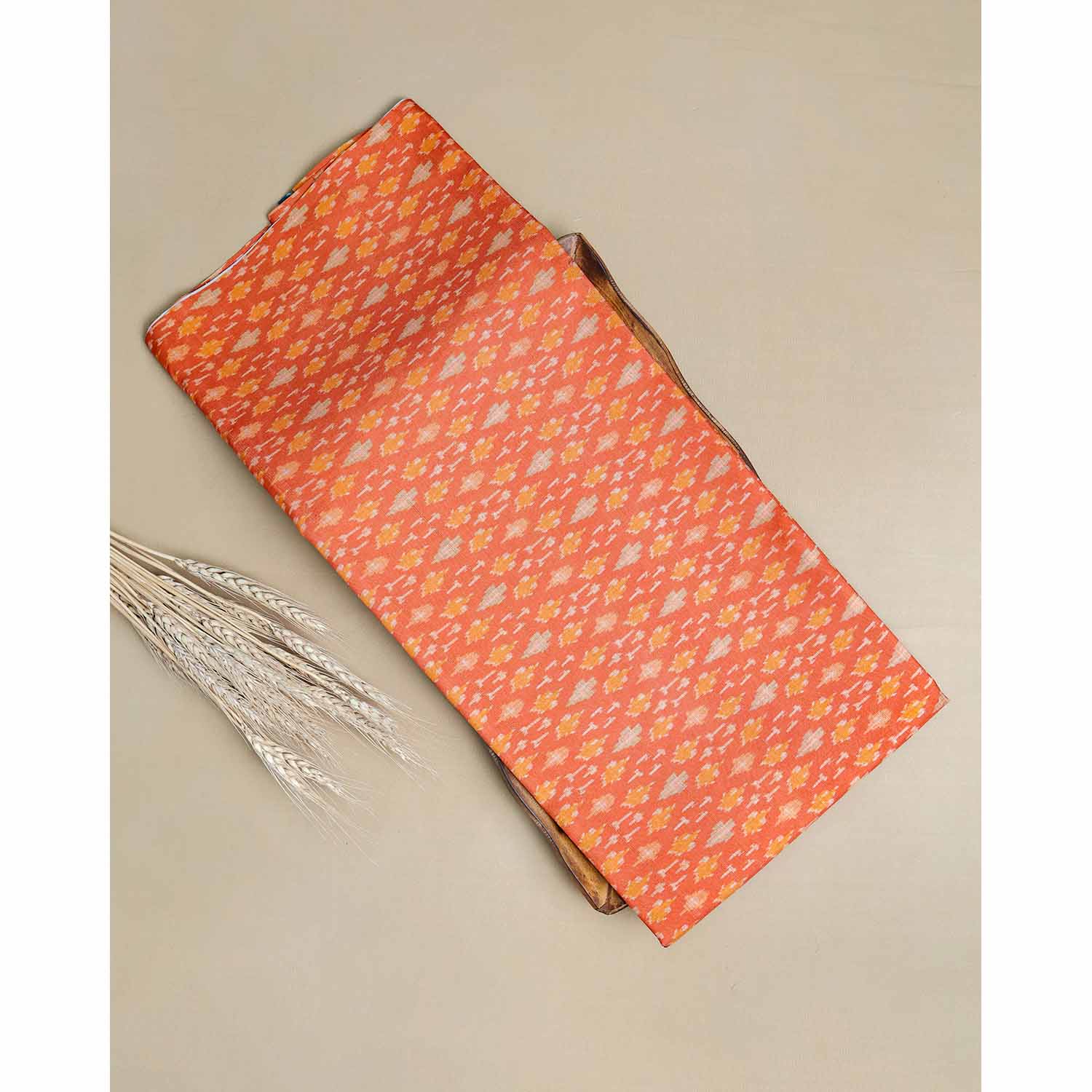 SEMI TUSSAR IKAT PRINTED FABRIC