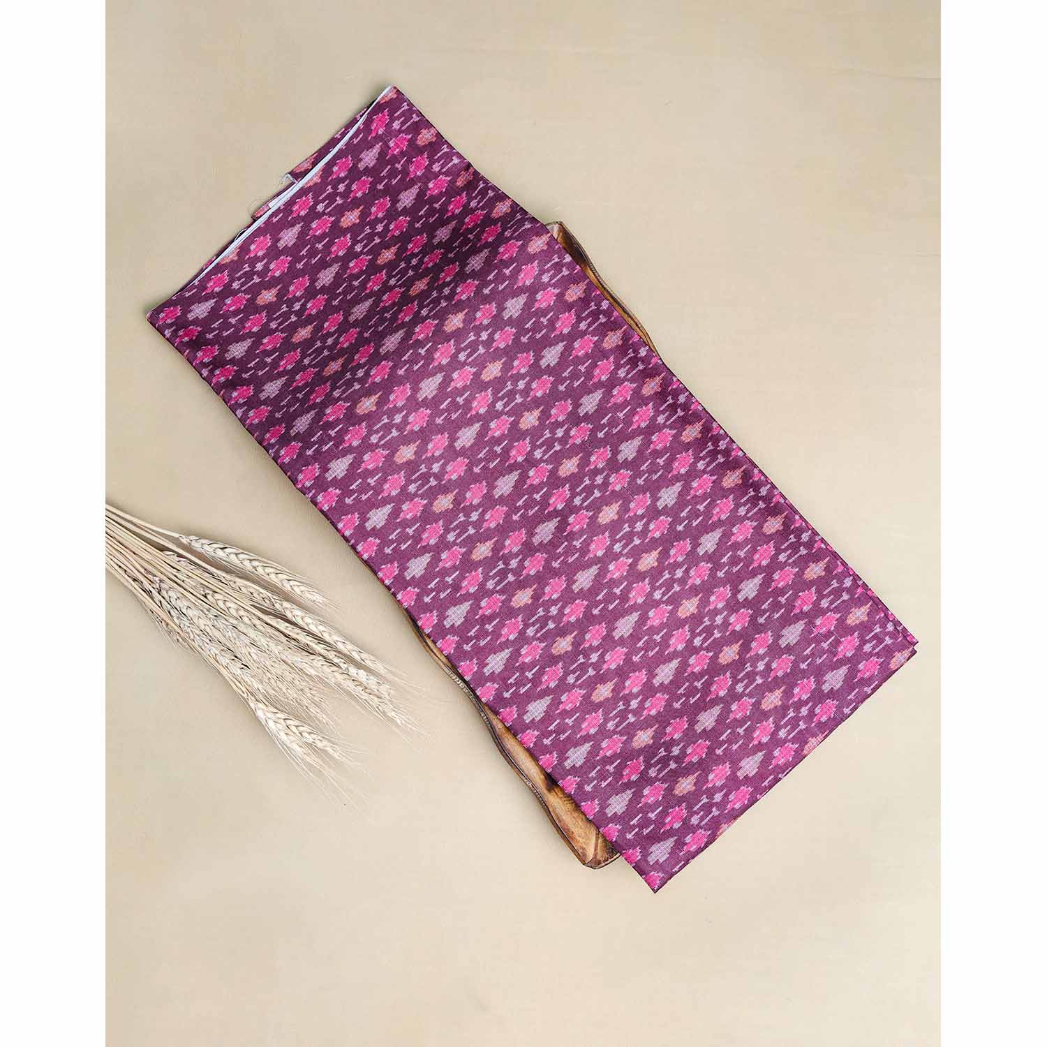 SEMI TUSSAR IKAT PRINTED FABRIC