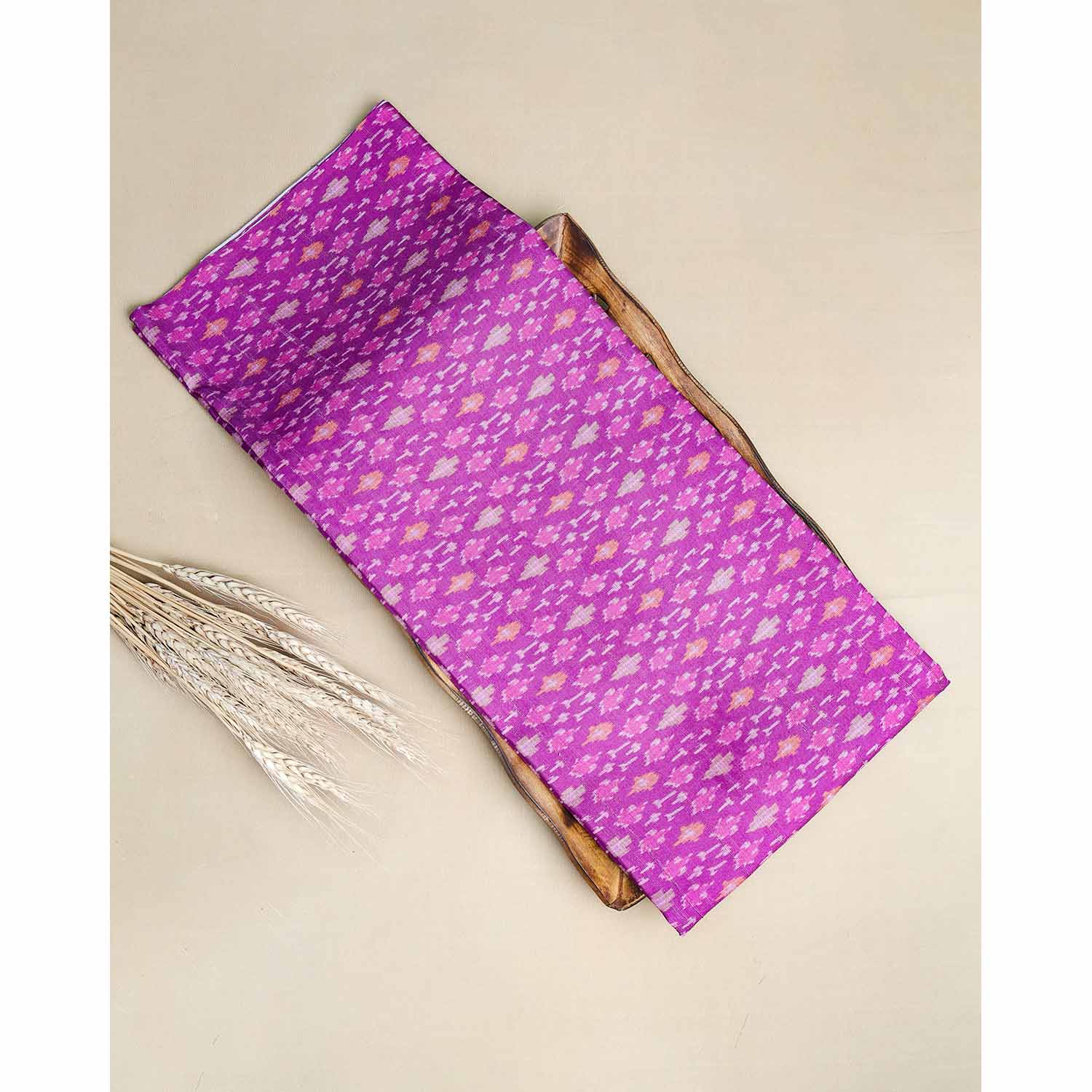 SEMI TUSSAR IKAT PRINTED FABRIC