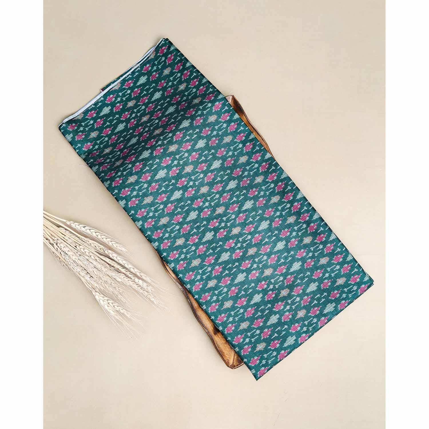 SEMI TUSSAR IKAT PRINTED FABRIC