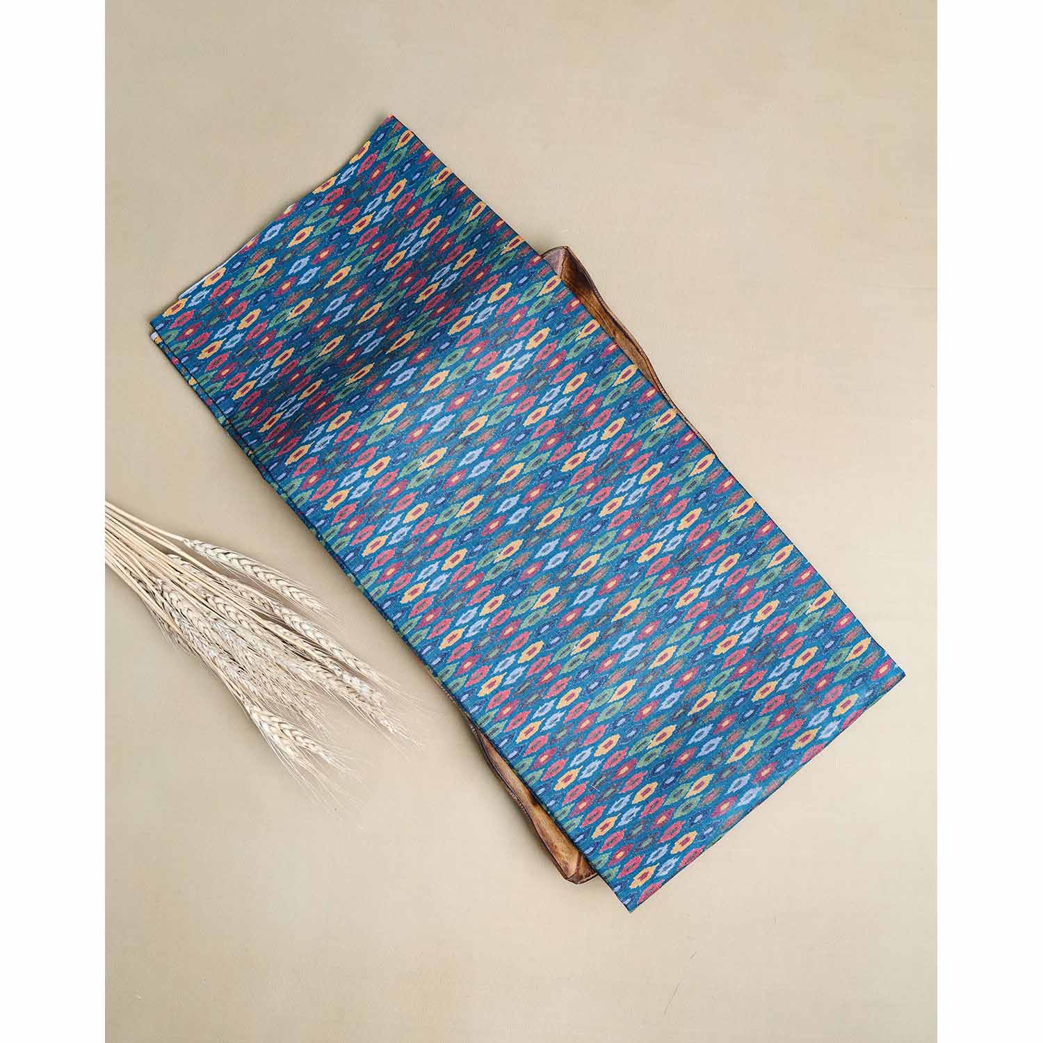 SEMI TUSSAR IKAT PRINTED FABRIC
