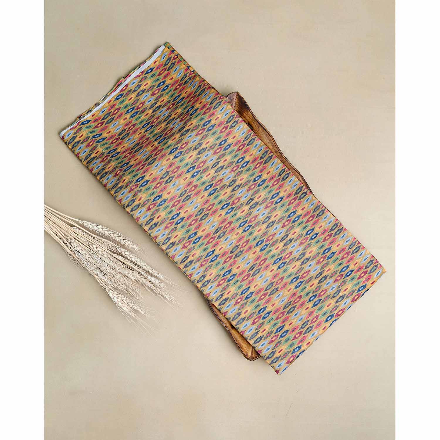 SEMI TUSSAR IKAT PRINTED FABRIC
