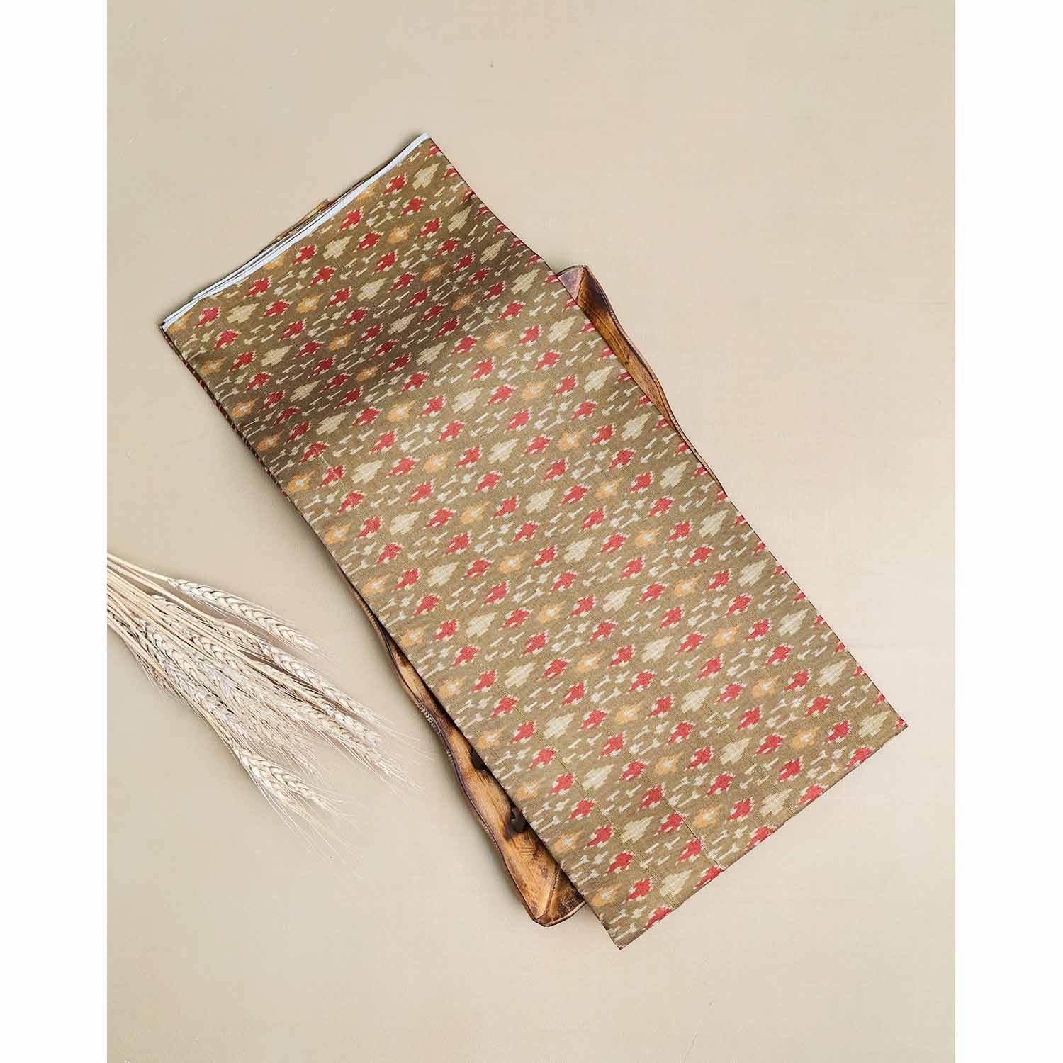 SEMI TUSSAR IKAT PRINTED FABRIC