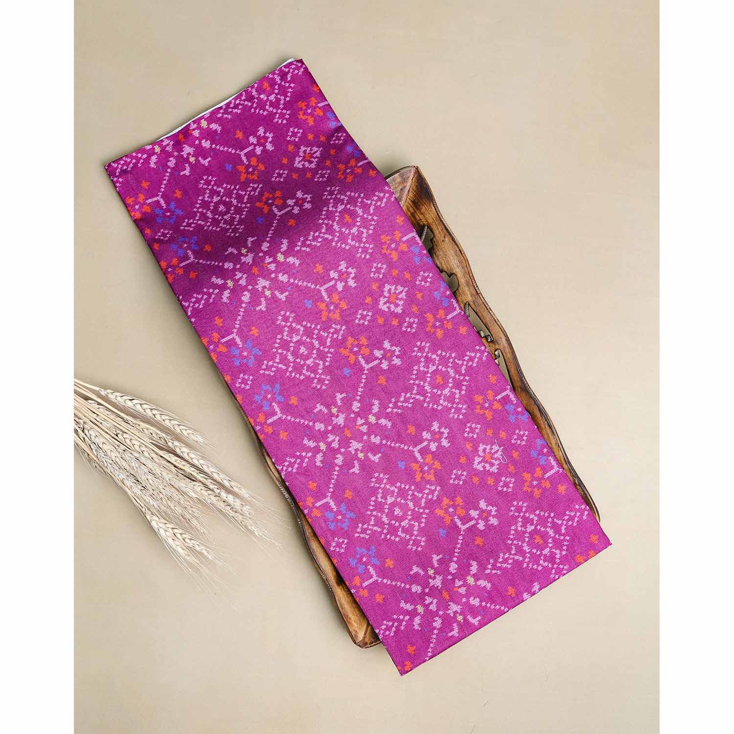 SEMI TUSSAR IKAT PRINTED FABRIC