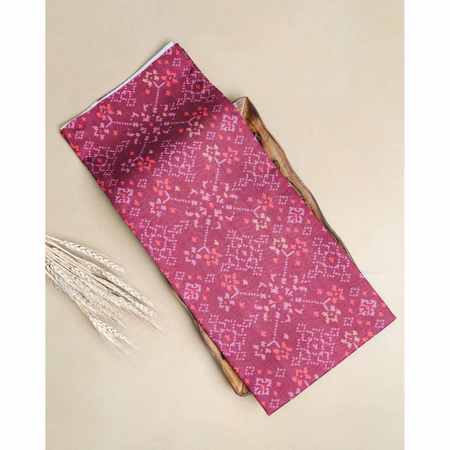 SEMI TUSSAR IKAT PRINTED FABRIC