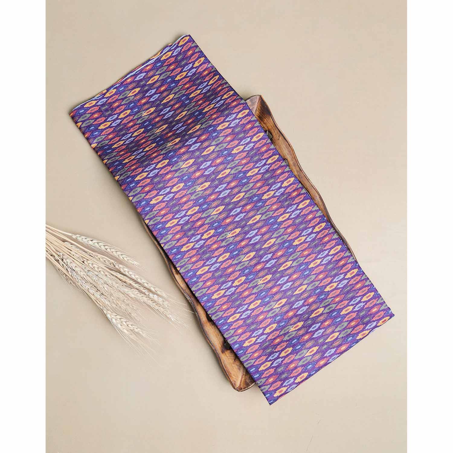 SEMI TUSSAR IKAT PRINTED FABRIC