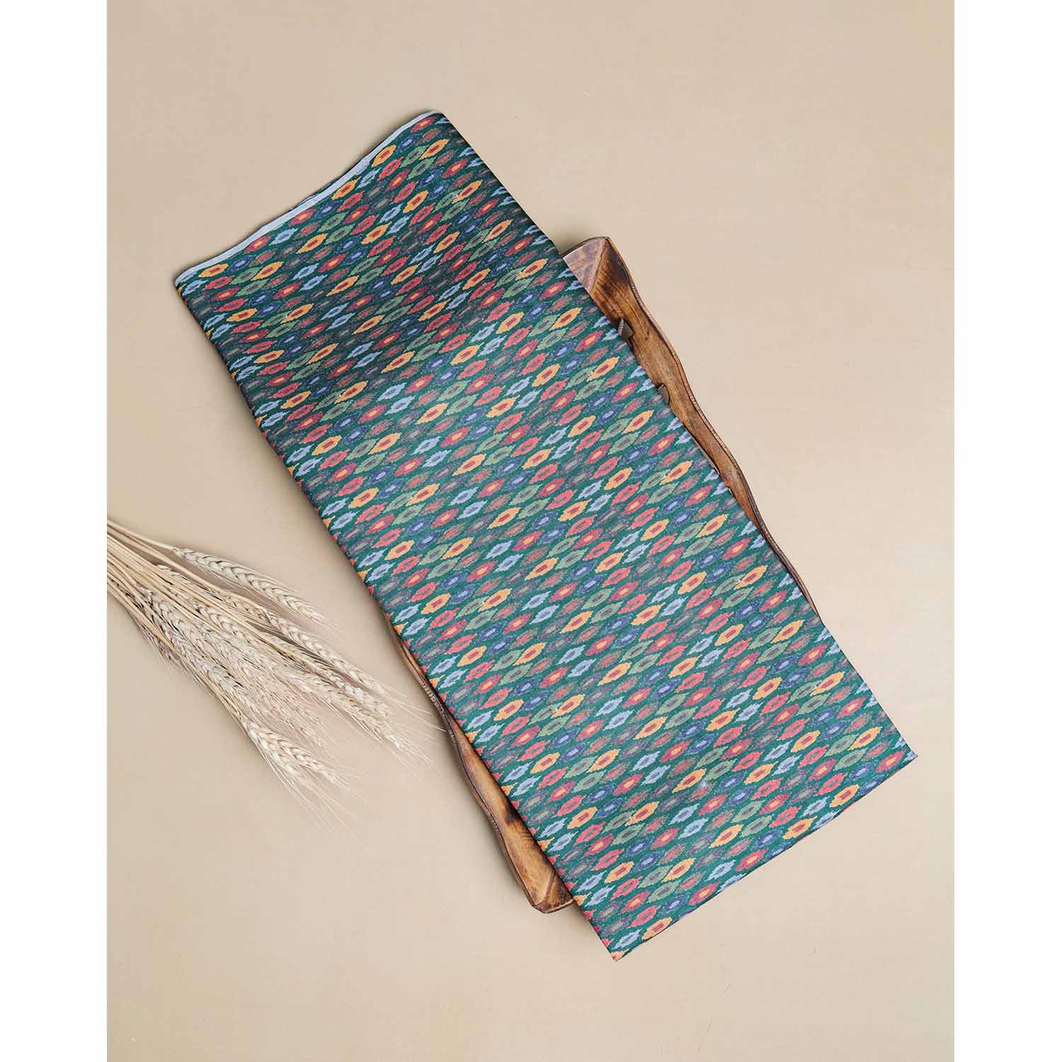 SEMI TUSSAR IKAT PRINTED FABRIC