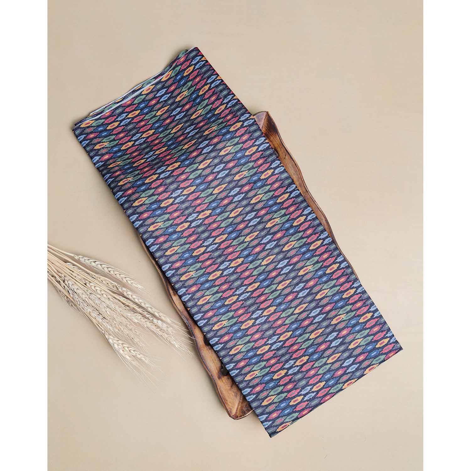 SEMI TUSSAR IKAT PRINTED FABRIC