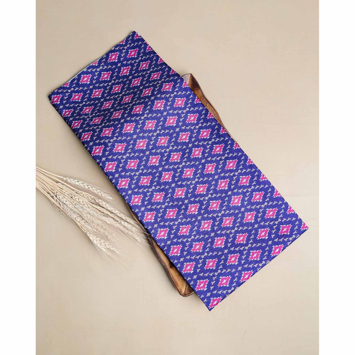 SEMI TUSSAR IKAT PRINTED FABRIC