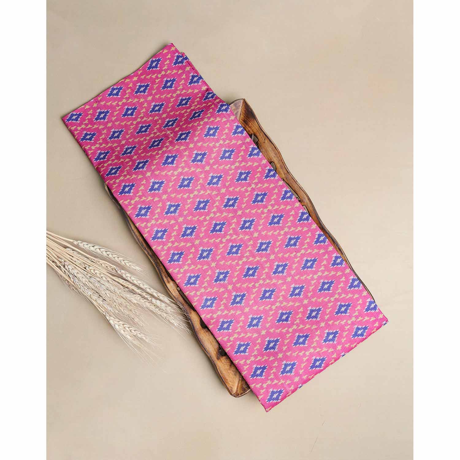SEMI TUSSAR IKAT PRINTED FABRIC