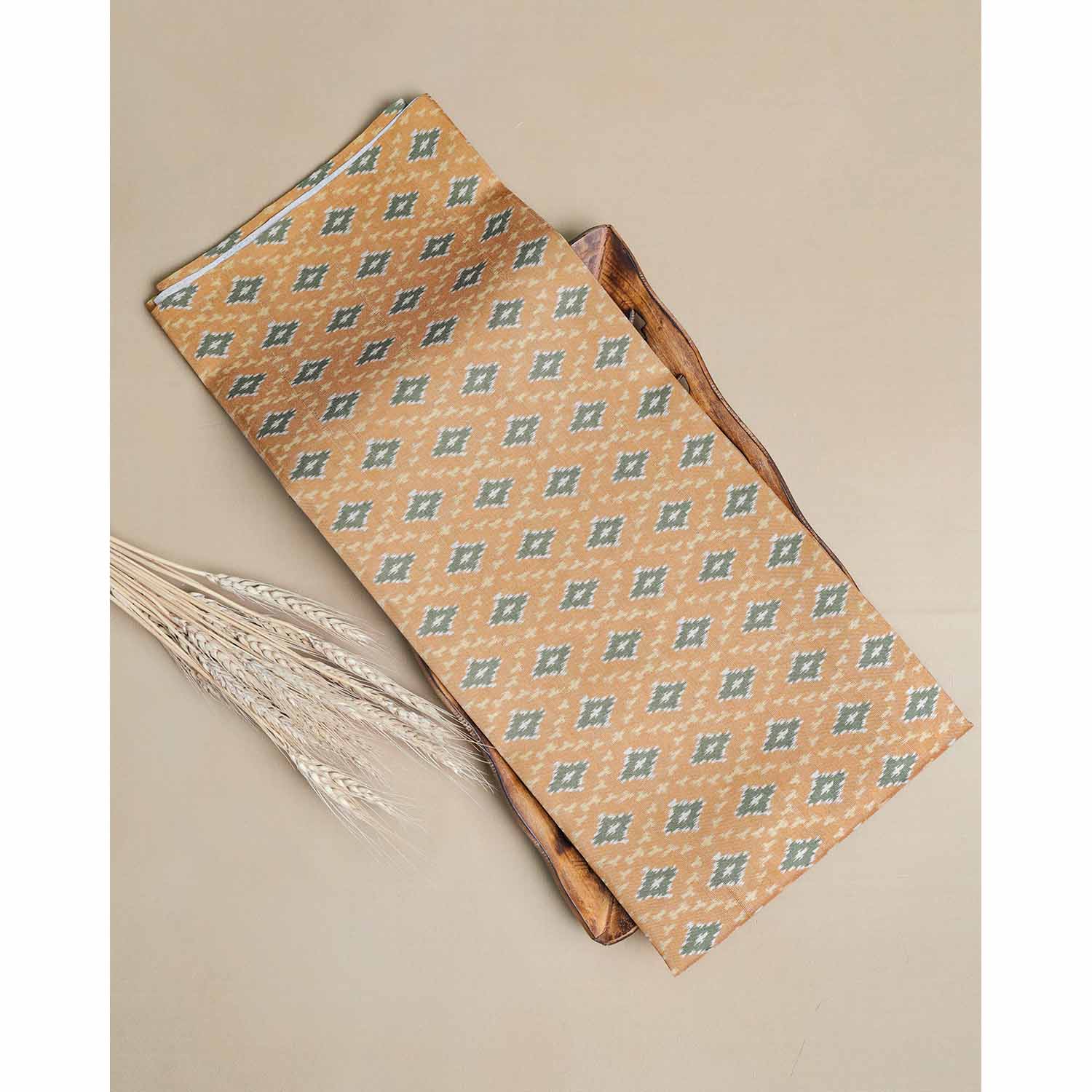 SEMI TUSSAR IKAT PRINTED FABRIC