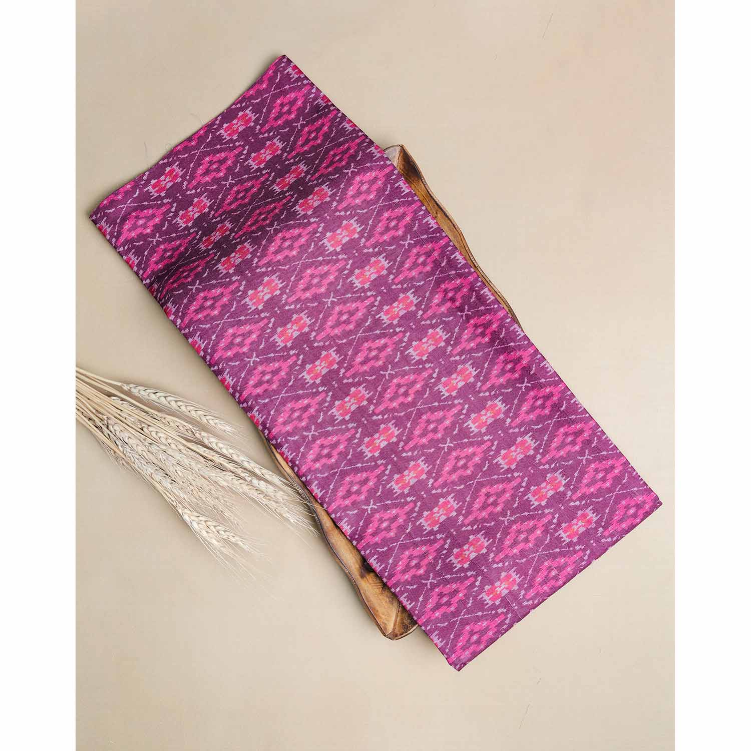 SEMI TUSSAR IKAT PRINTED FABRIC