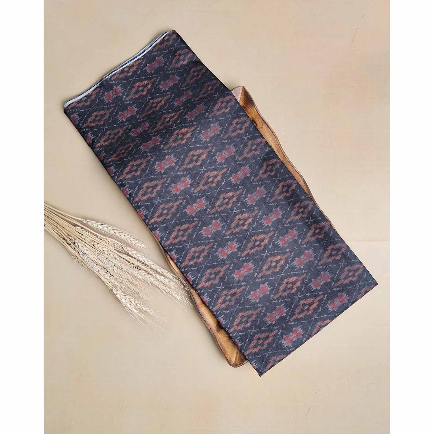 SEMI TUSSAR IKAT PRINTED FABRIC