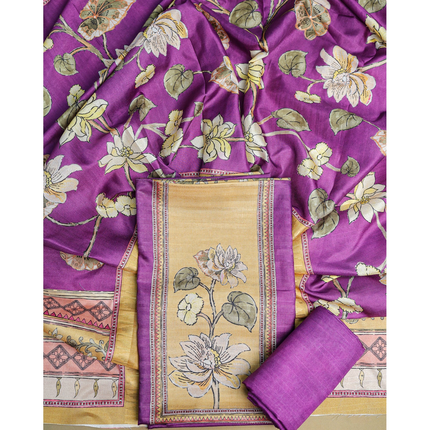 SEMI TUSSAR PRINTED SUIT SET