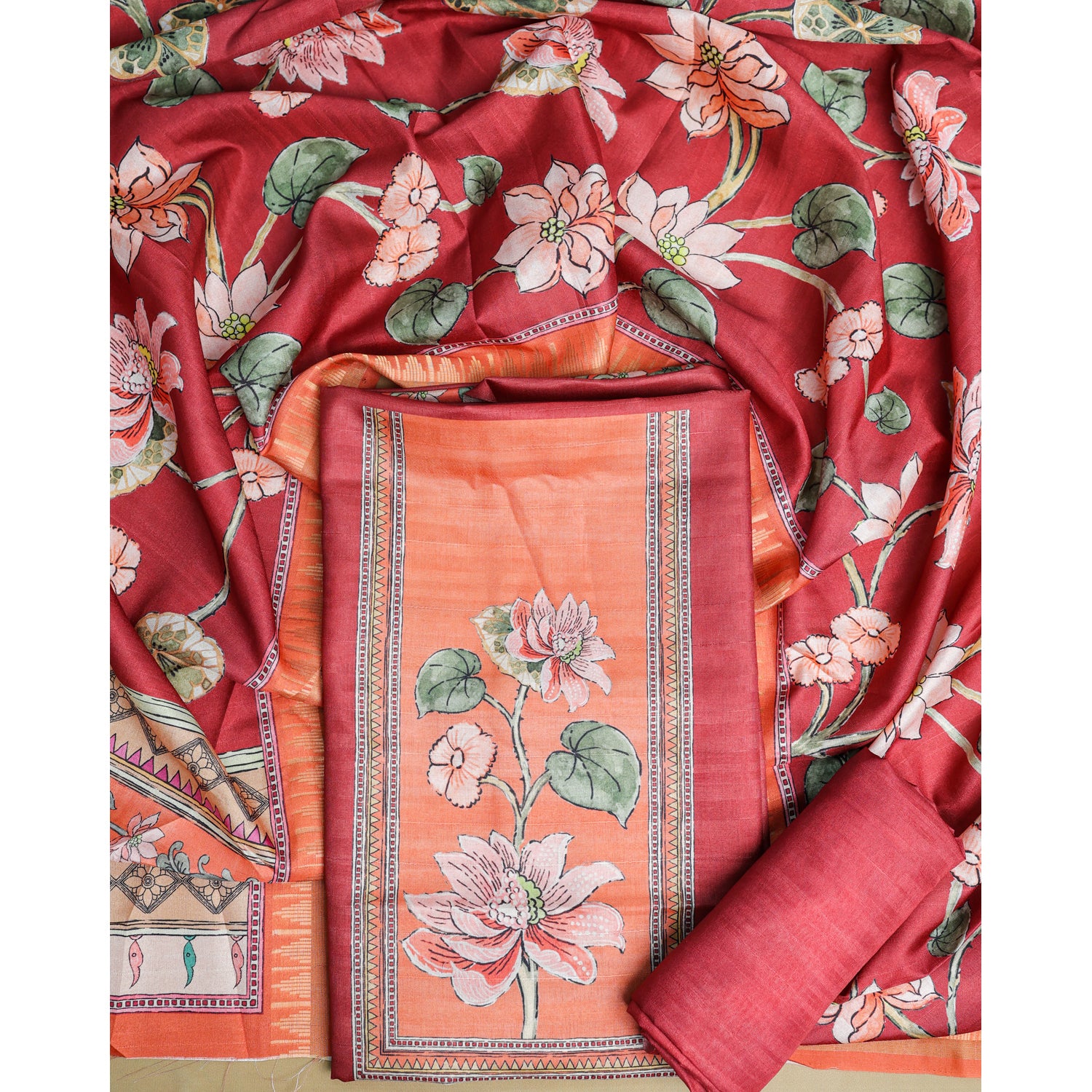 SEMI TUSSAR PRINTED SUIT SET