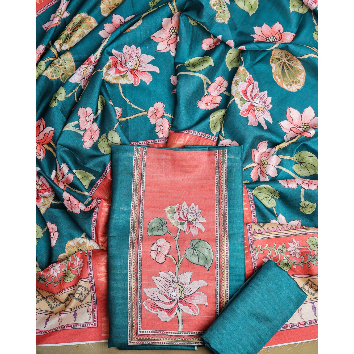 SEMI TUSSAR PRINTED SUIT SET
