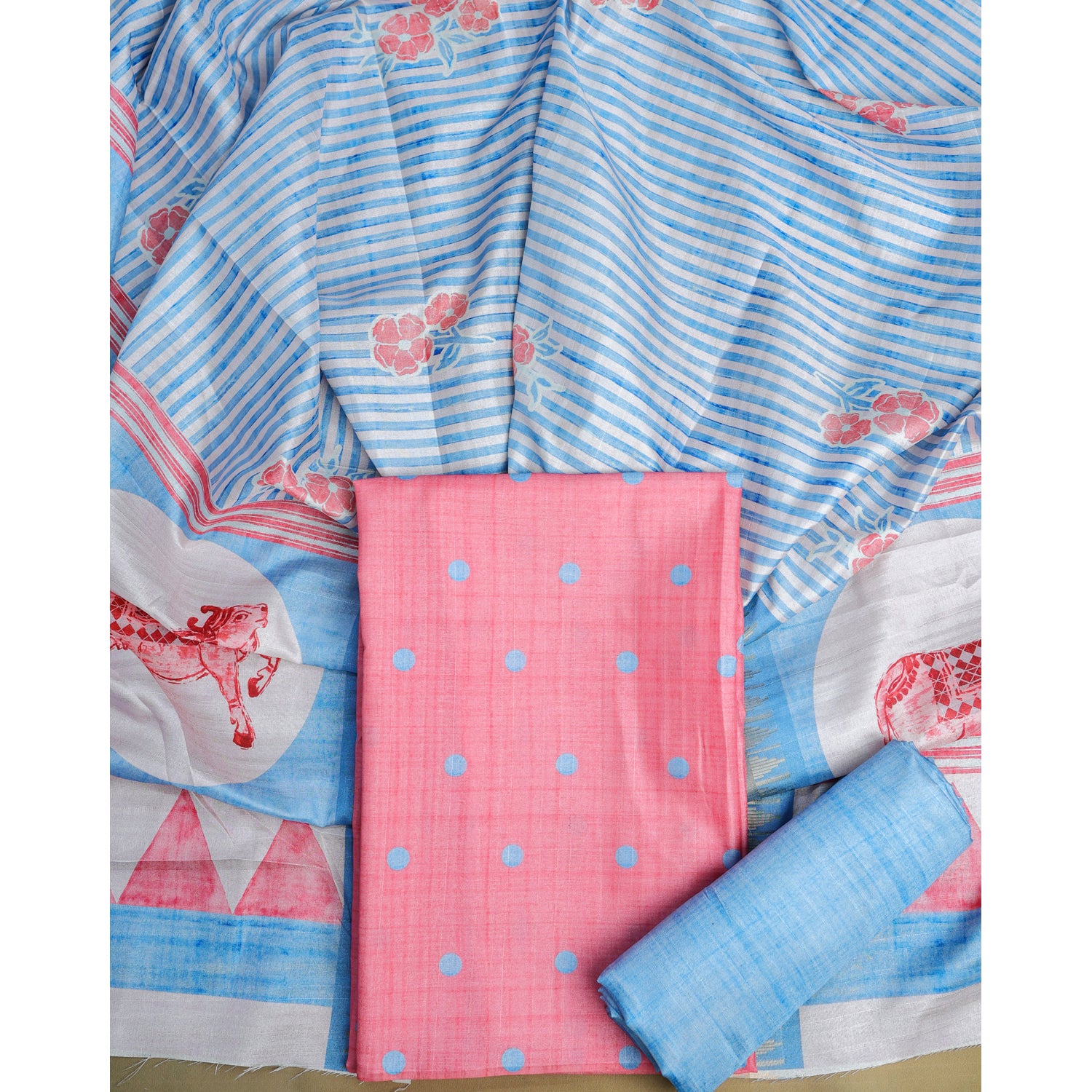 SEMI TUSSAR PRINTED SUIT SET