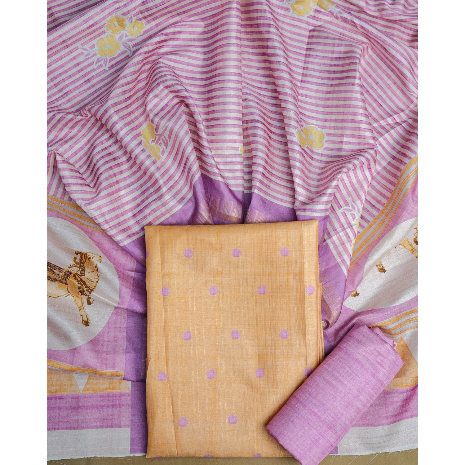 SEMI TUSSAR PRINTED SUIT SET