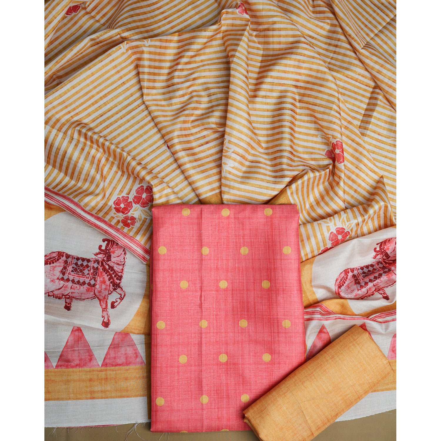 SEMI TUSSAR PRINTED SUIT SET