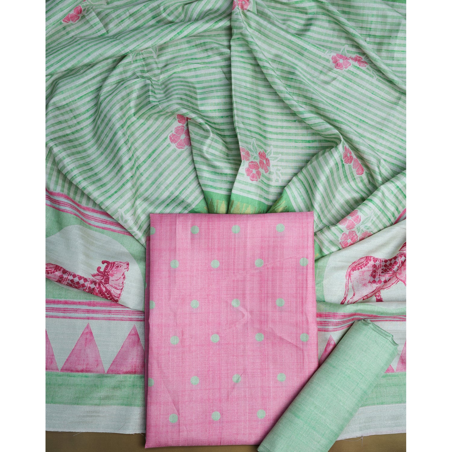 SEMI TUSSAR PRINTED SUIT SET