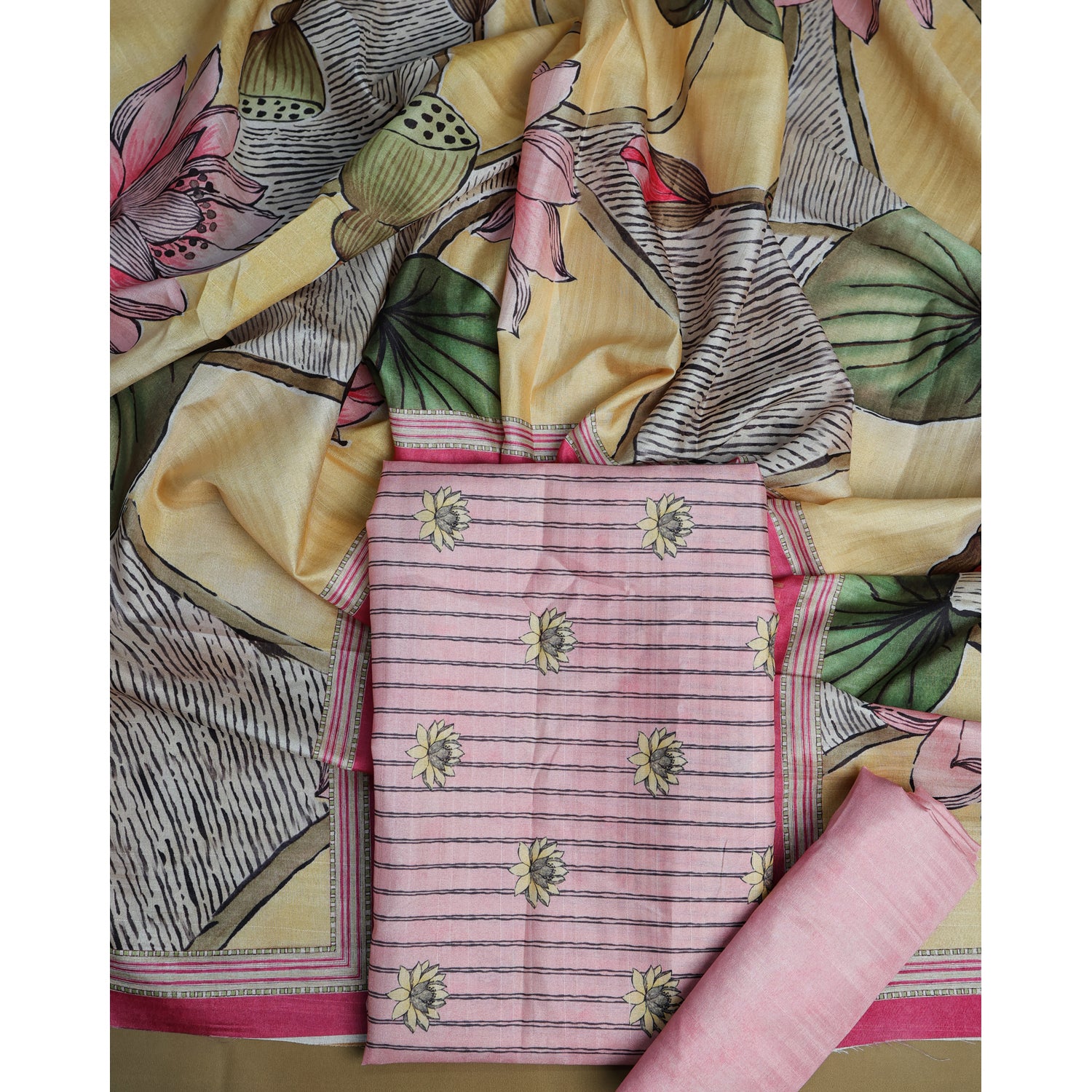 SEMI TUSSAR PRINTED SUIT SET