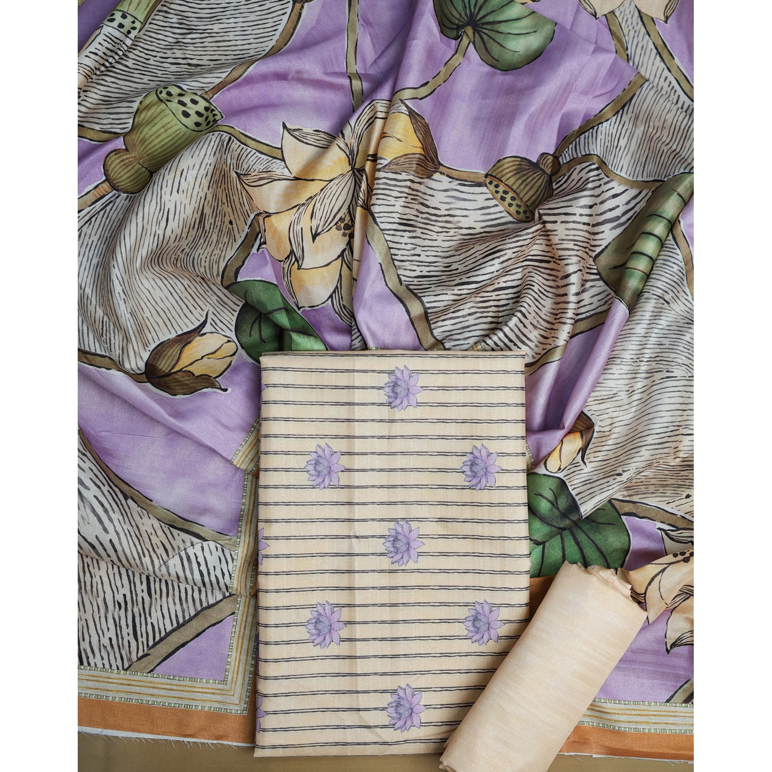 SEMI TUSSAR PRINTED SUIT SET