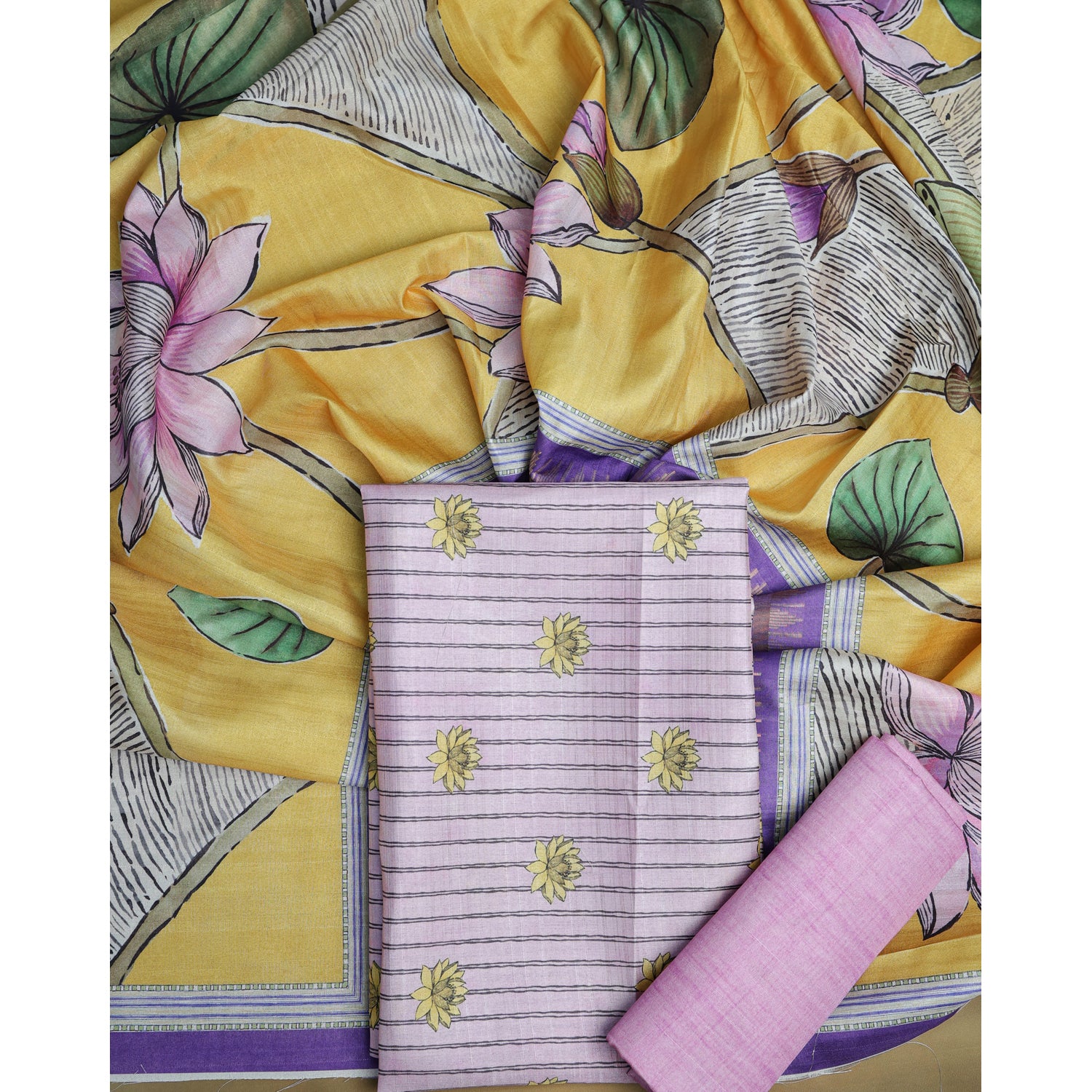 SEMI TUSSAR PRINTED SUIT SET