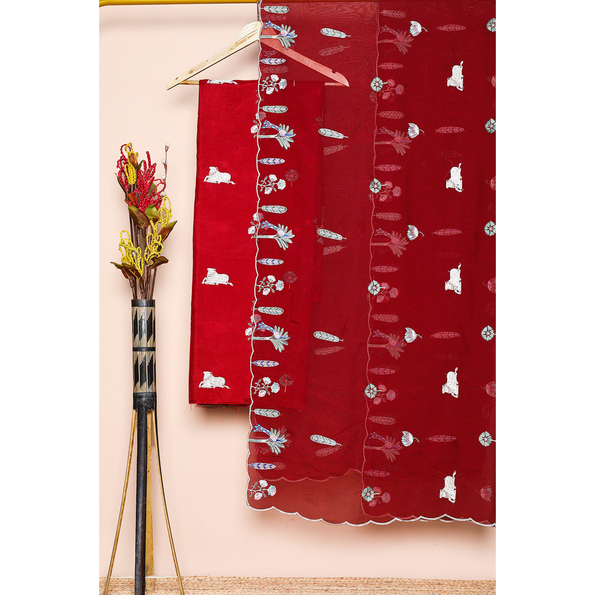CHANDERI PICHWAI EMBROIDERED 2 PIECE SET