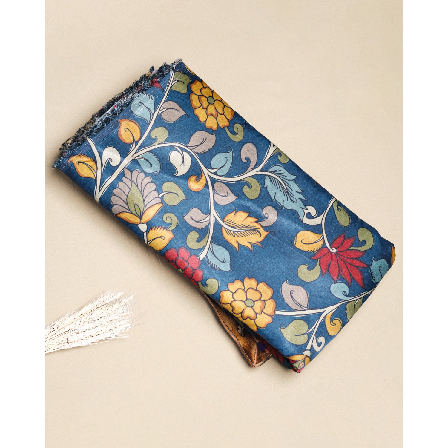 PURE GAJJI SILK KALAMKARI PRINTED FABRIC