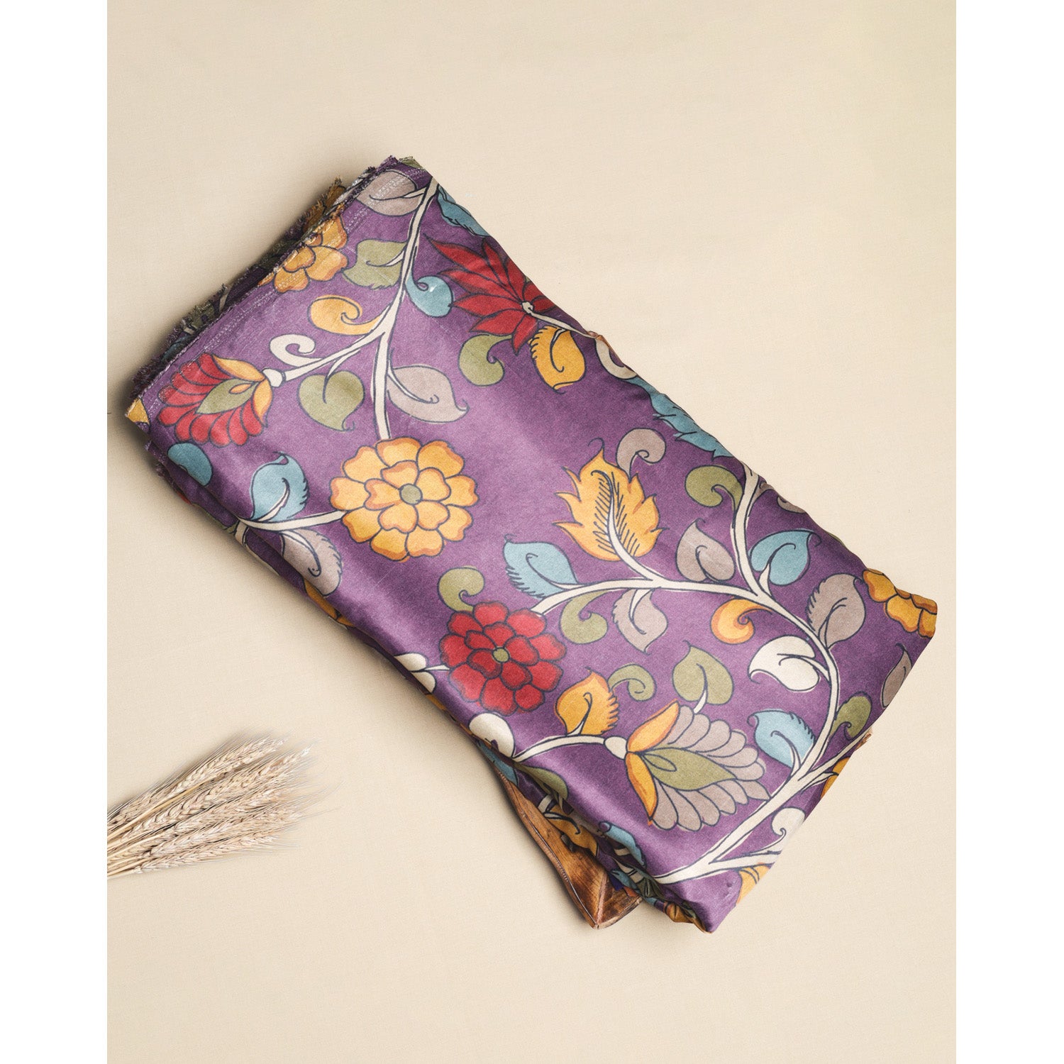 PURE GAJJI SILK KALAMKARI PRINTED FABRIC