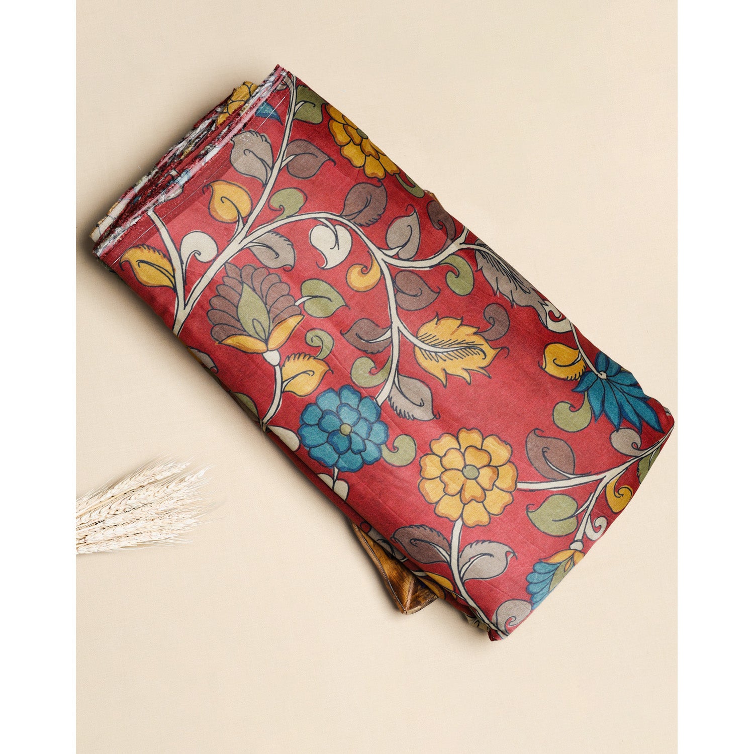 PURE GAJJI SILK KALAMKARI PRINTED FABRIC
