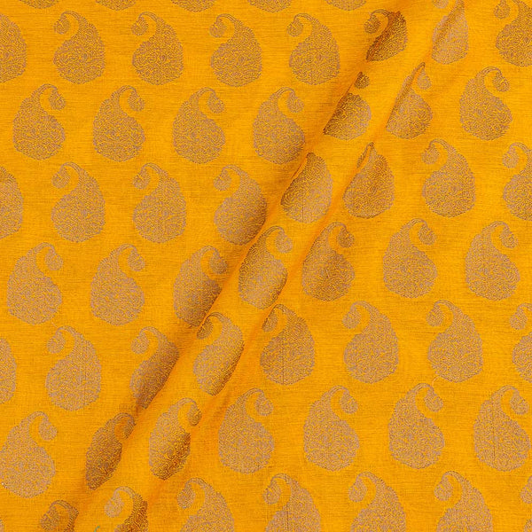 Buy Chanderi Feel Turmeric Yellow Colour Paisley Pattern Fancy Jacquard Fabric 7001HC Online