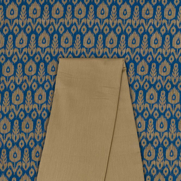 Two Pc Set Of Chanderi Feel Fancy Jacquard Fabric & Cotton Satin [Malai Satin] Plain Fabric [2.5 Mtr Each]