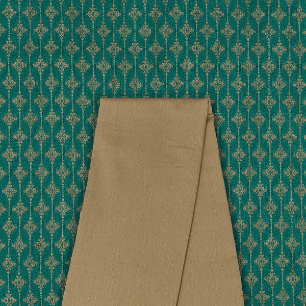 Two Pc Set Of Chanderi Feel Fancy Jacquard Fabric & Cotton Satin [Malai Satin] Plain Fabric [2.5 Mtr Each]