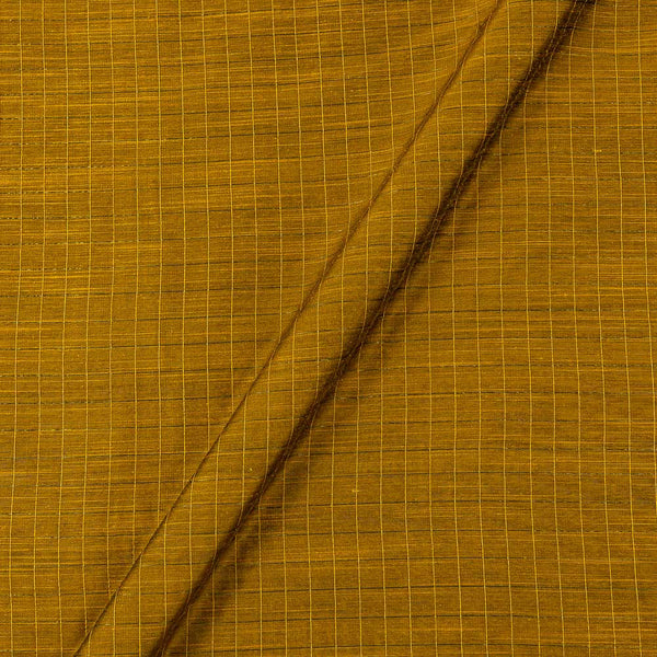 Buy Silk Dupion [Artificial Silk] Mustard Orange X Black Cross Tone Zari Checks Fabric Online 7009AQ