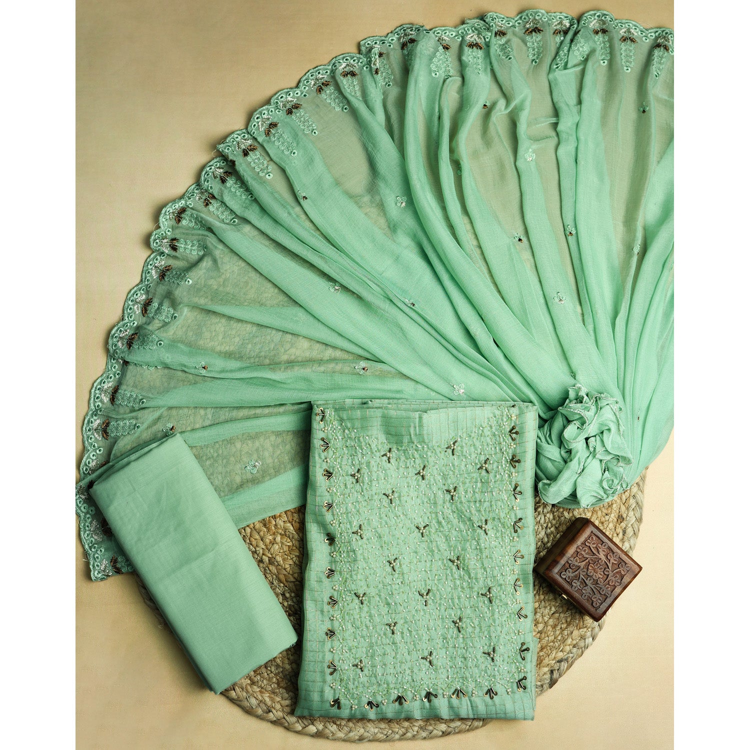 KOTTA CHECKS HANDWORK SUIT SET