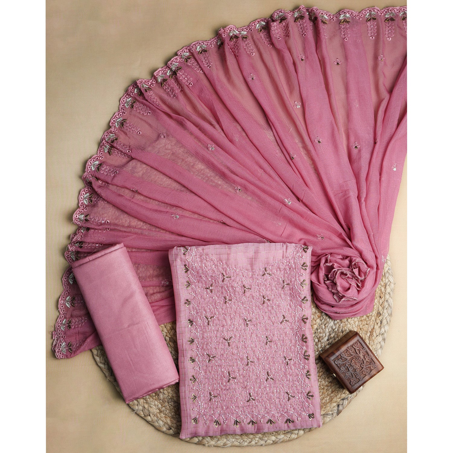 KOTTA CHECKS HANDWORK SUIT SET