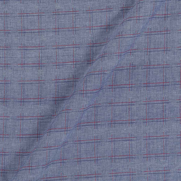 Cotton Cadet Blue Colour 42 Inches Width Zari Checks Jacquard Fabric freeshipping - SourceItRight