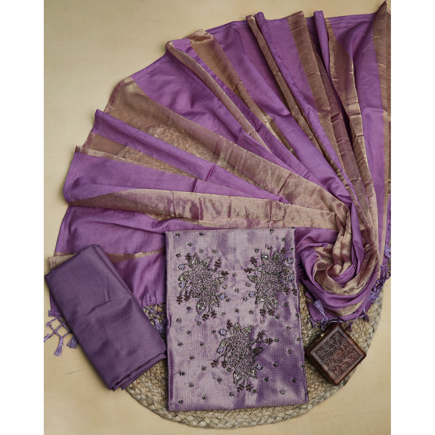 VISCOSE SILK CHECKED SUIT SET