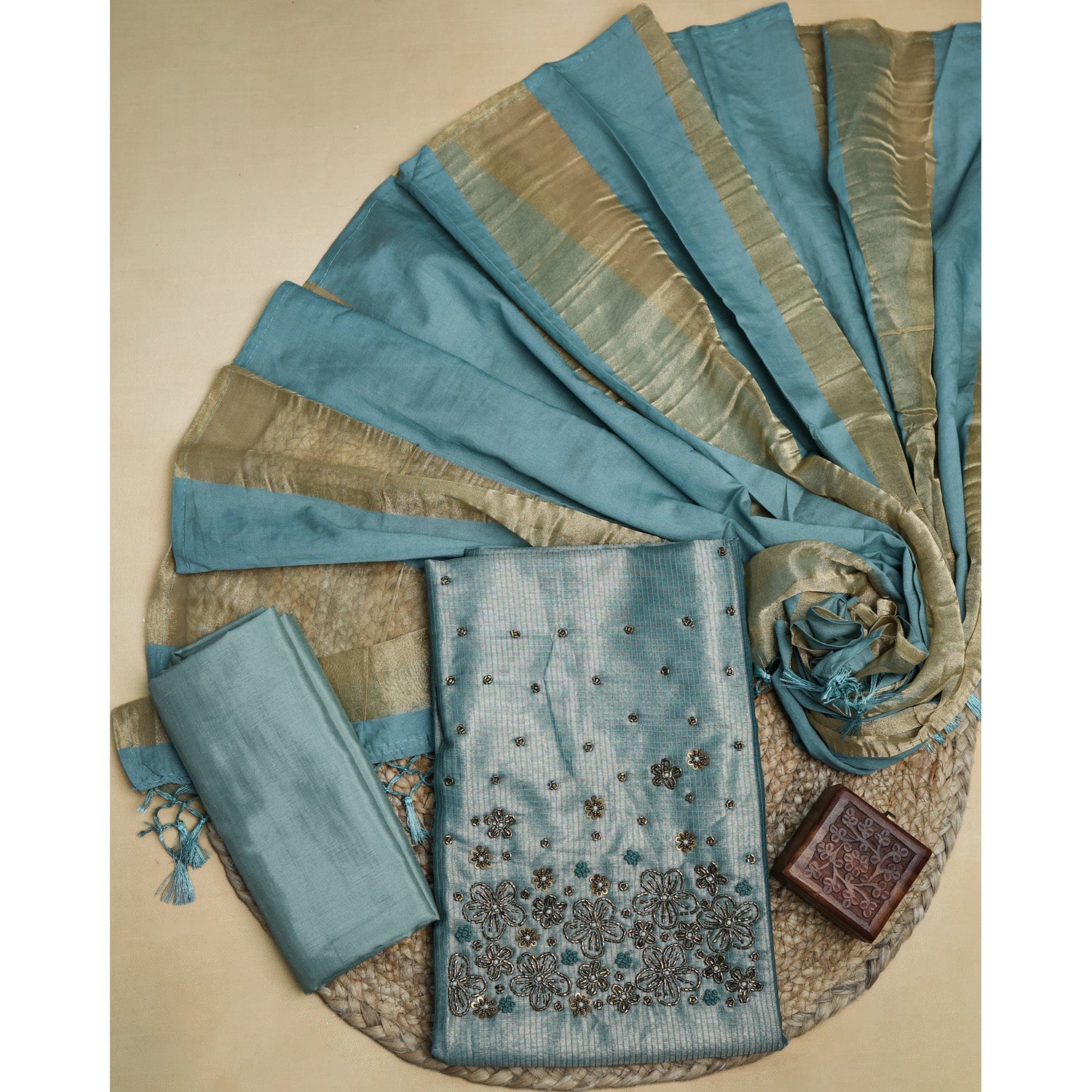 VISCOSE SILK CHECKED SUIT SET