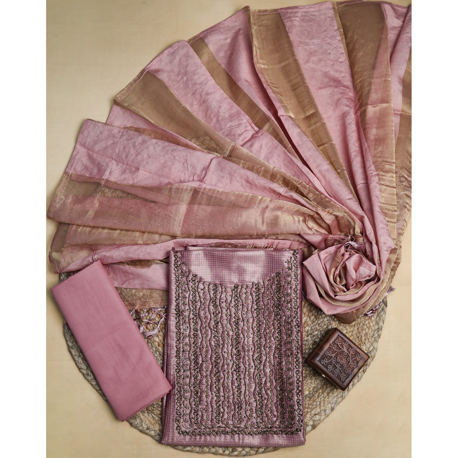 VISCOSE SILK CHECKED SUIT SET