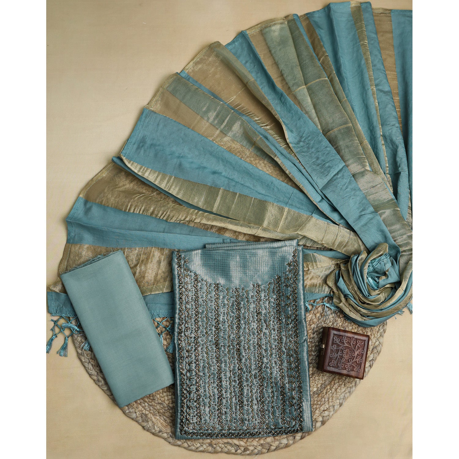 VISCOSE SILK CHECKED SUIT SET