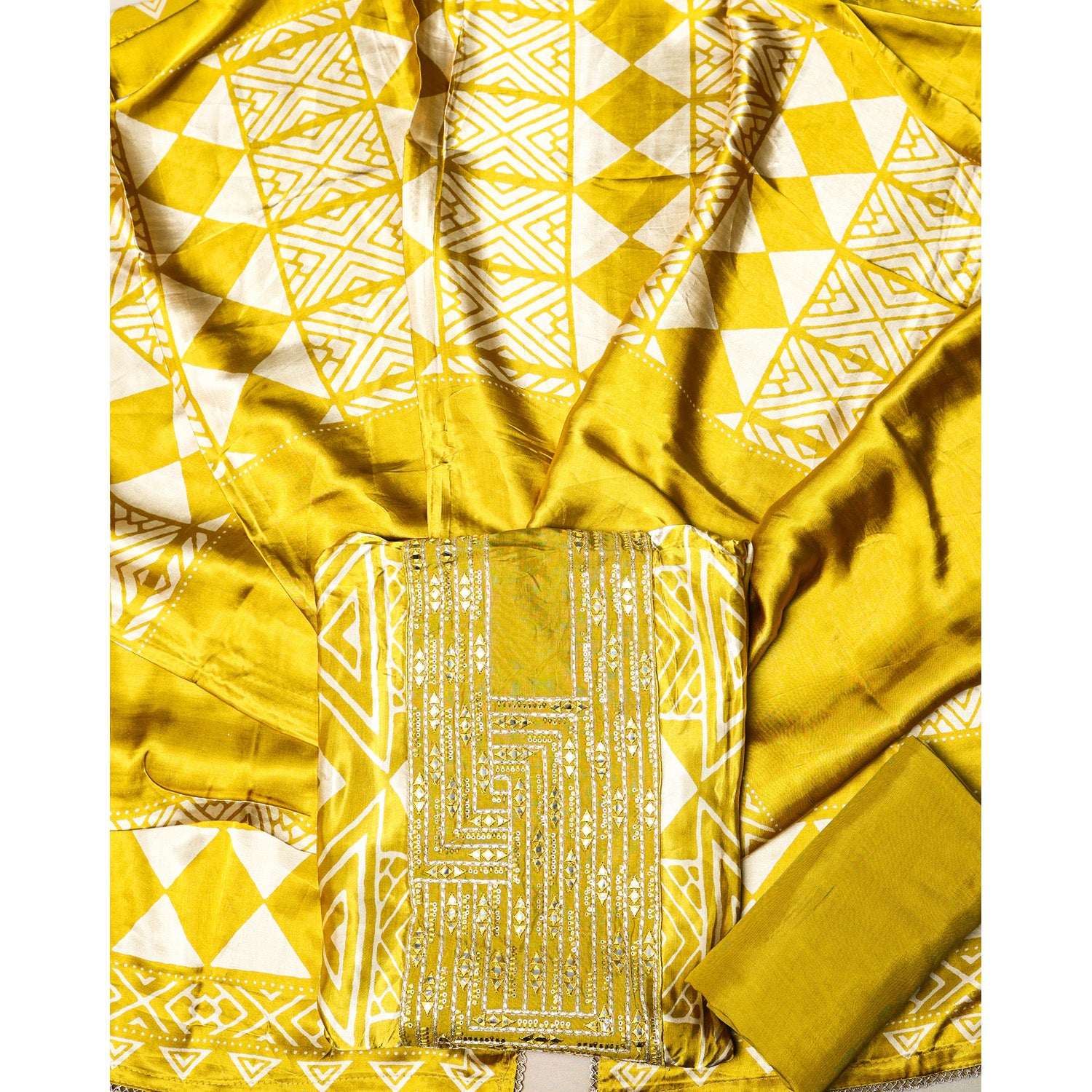 PURE GAJJI SILK PRINTED SUIT SET