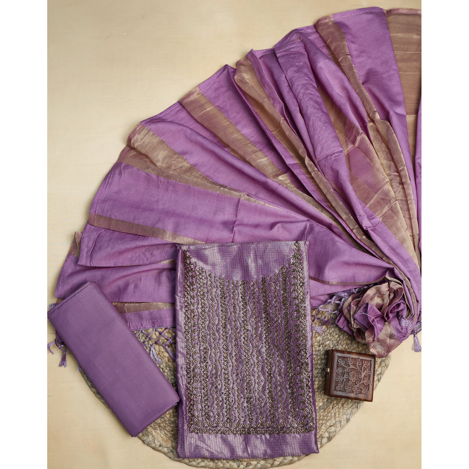 VISCOSE SILK CHECKED SUIT SET