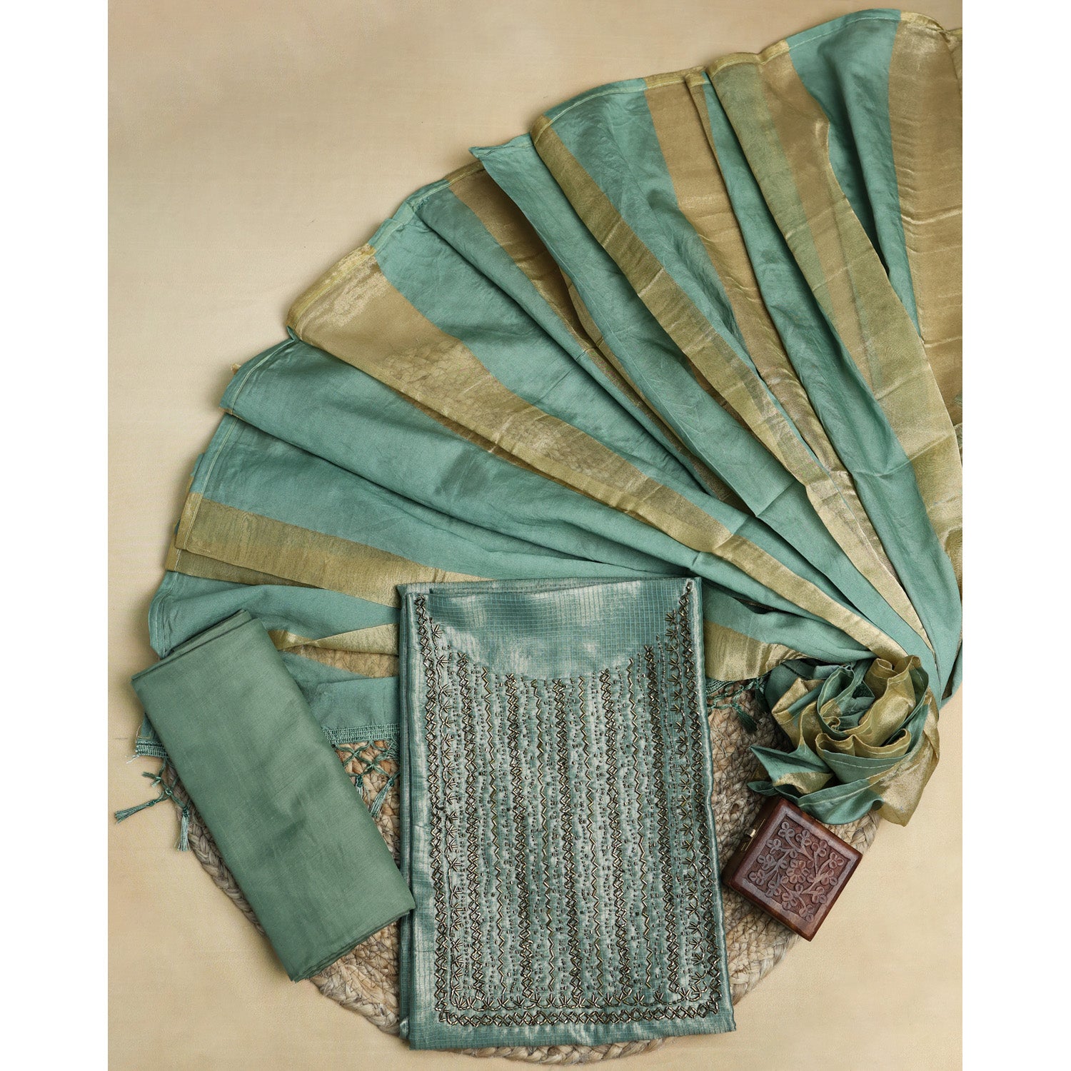 VISCOSE SILK CHECKED SUIT SET