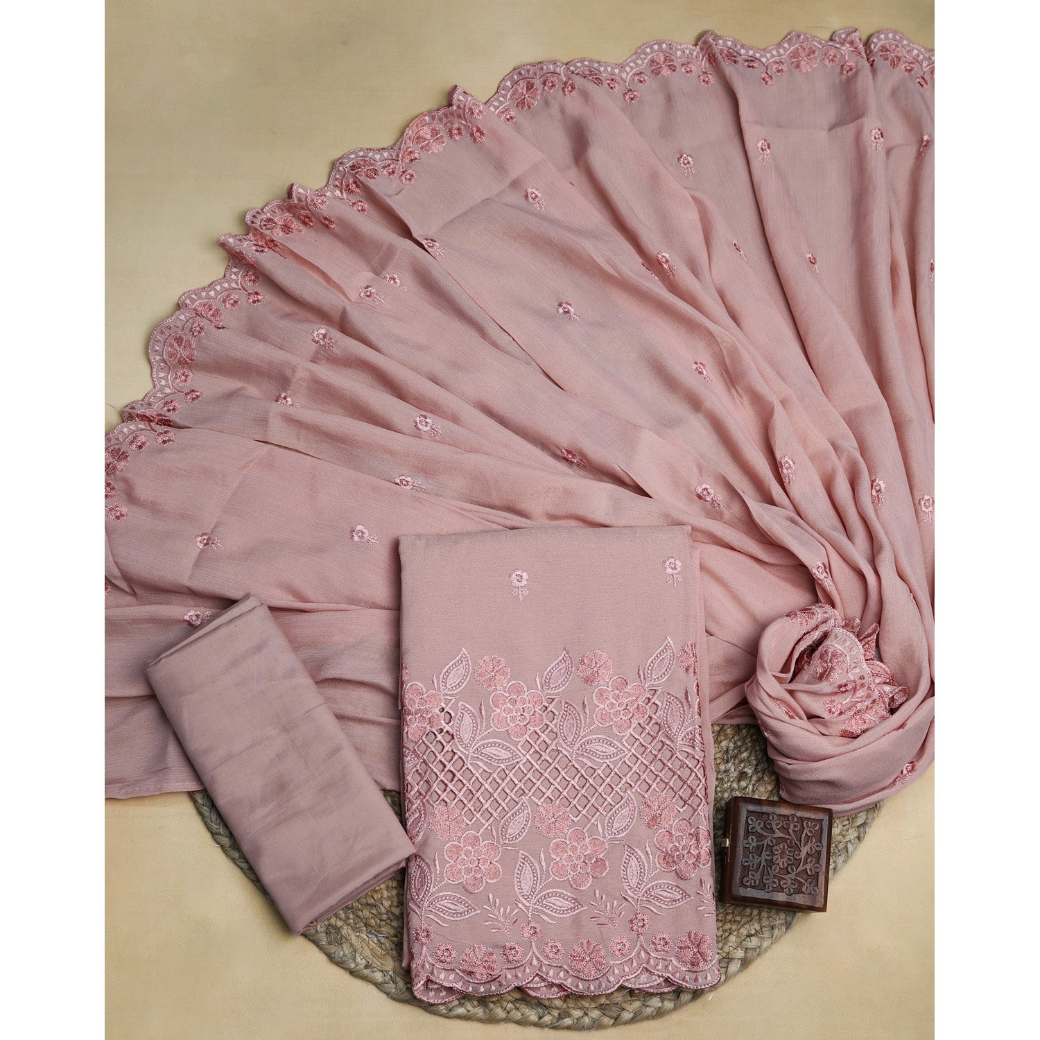 COTTON SILK EMBROIDERED SUIT SET