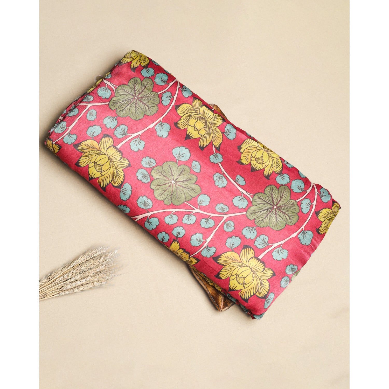 PURE GAJJI SILK KALAMKARI PRINTED FABRIC
