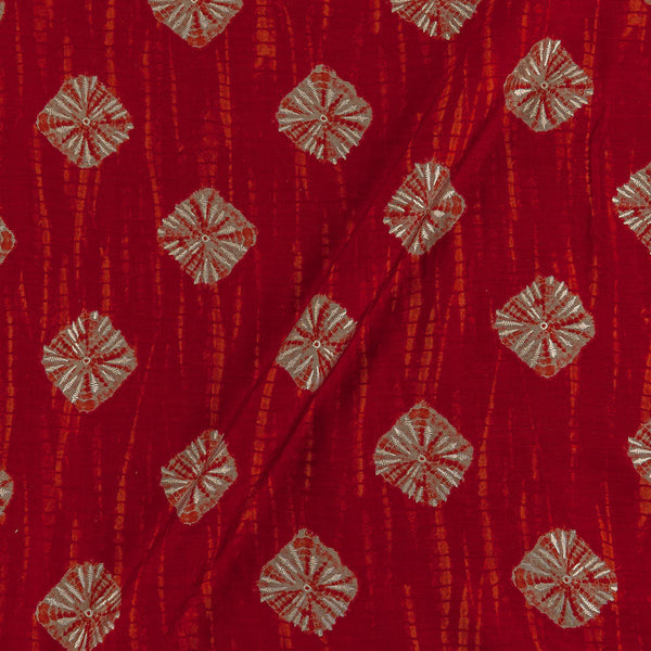 Buy Satin Silk Feel Red Maroon Colour Gold Butta Print Shibori Pattern Fabric Online 9007AC