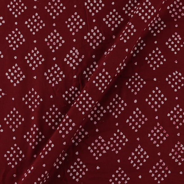 Wax Batik Geometric Print on Maroon Colour Rayon Fabric Online 9009O1